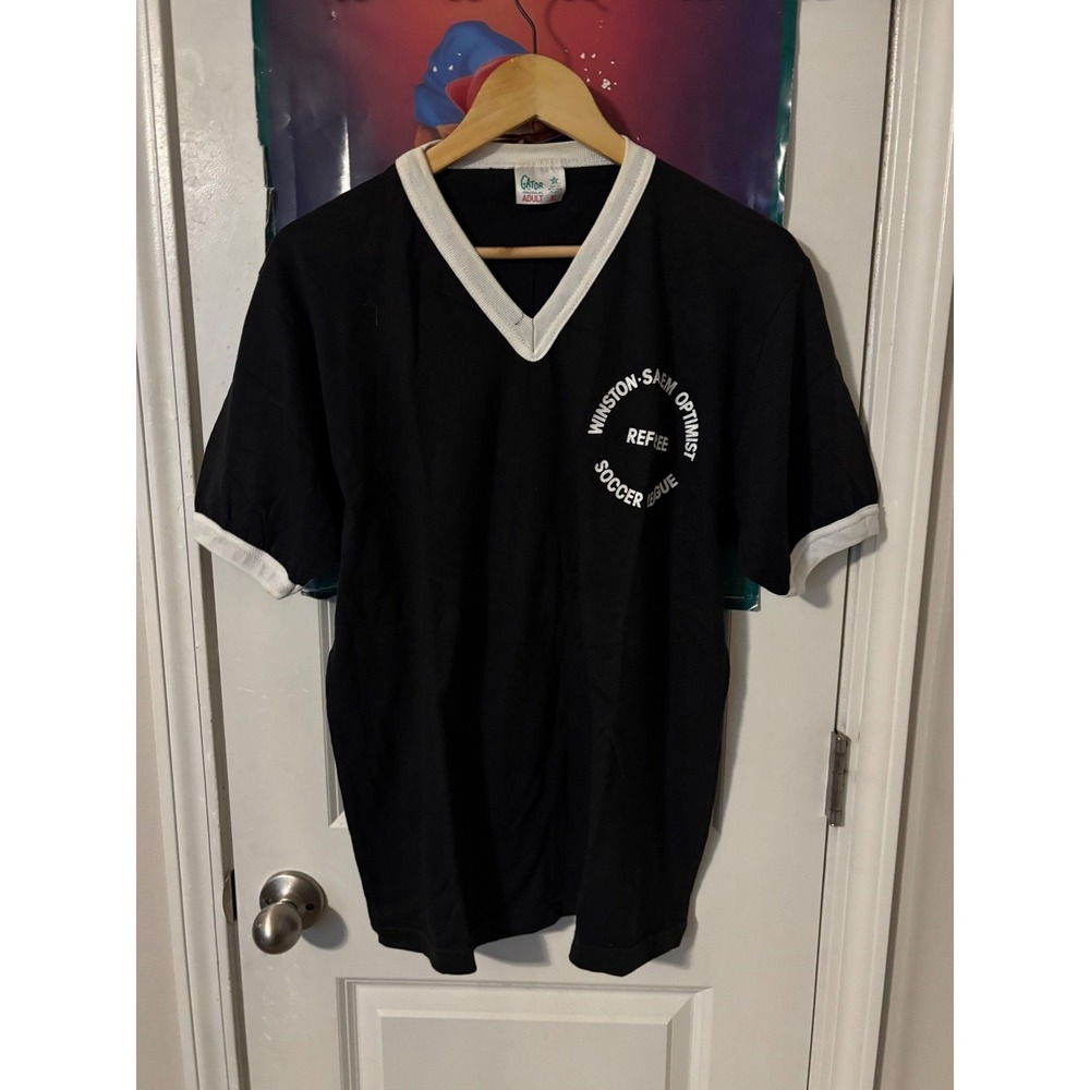 Vintage Gator Athletics Winston-Salem Soccer Referee Shirt Black Ringer XL USA